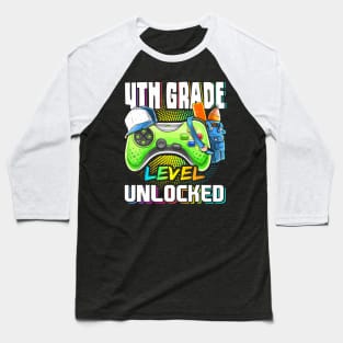 4Th Grade Level Unlocked Video Game Back To School Boys Baseball T-Shirt